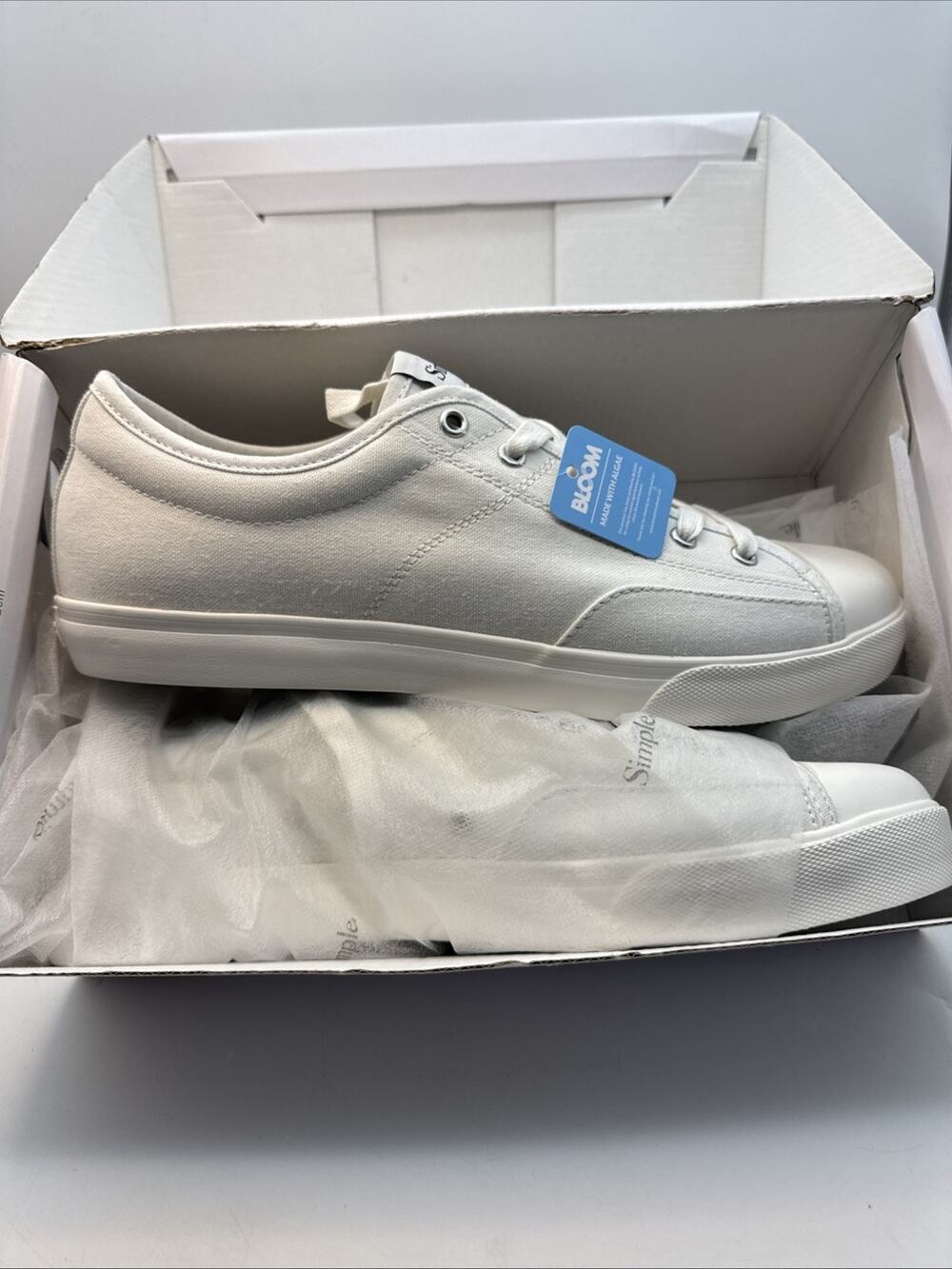 Simple Shoes S1 Organic Cotton Canvas Trainers White/White M12/W14